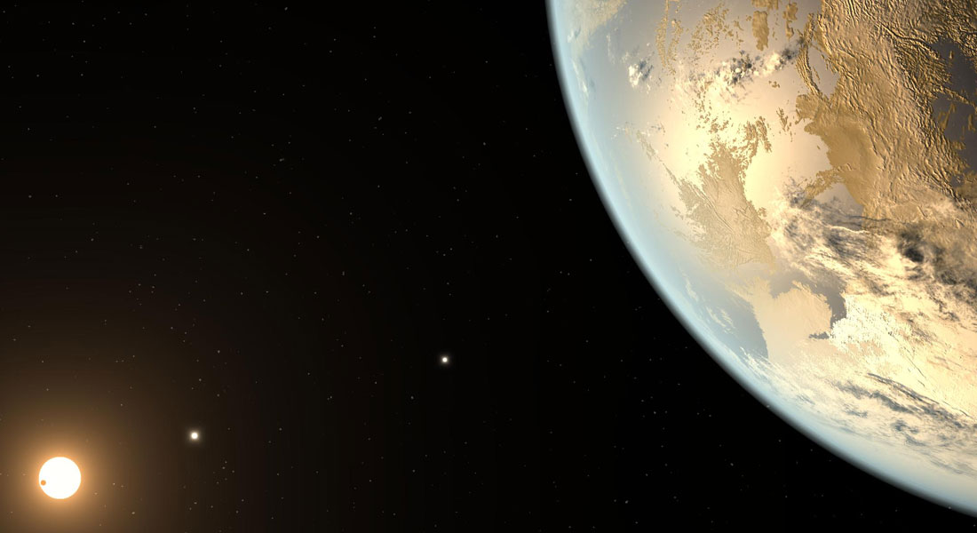 Kepler-186f var den første stenplanet, der blev fundet inden for den beboelige zone - området omkring værtsstjernen, hvor temperaturen passer til flydende vand. Denne planet er også meget tæt på jorden.  Credits: NASA Ames/SETI Institute/JPL-Caltech