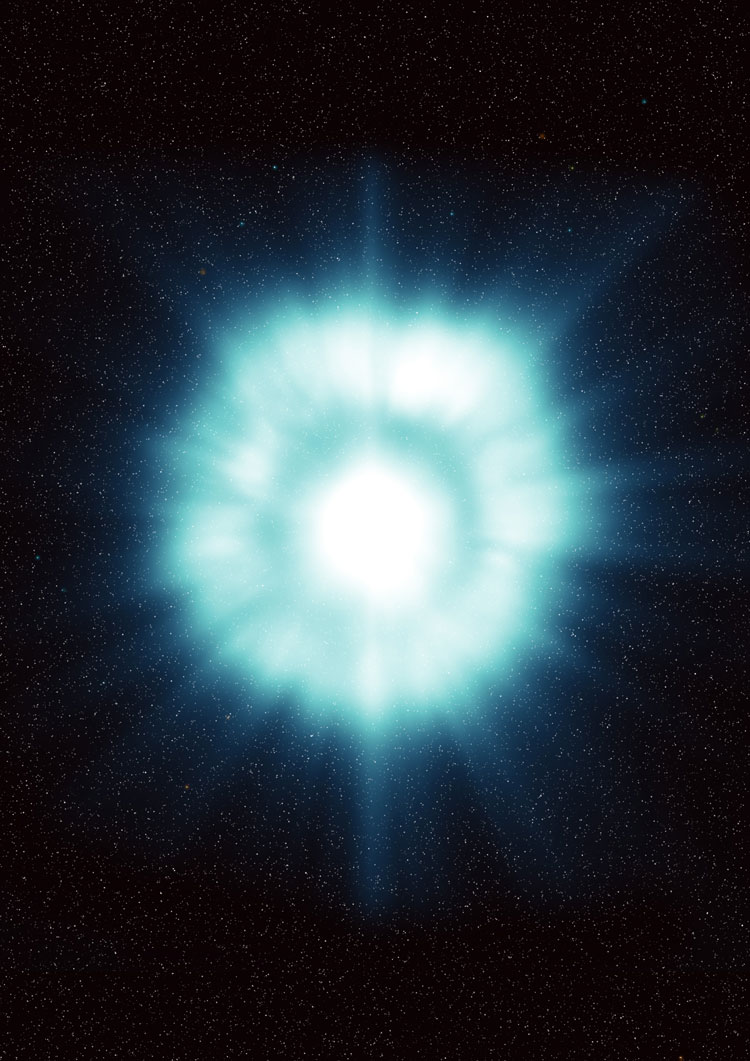Artist’s impression of a gamma-ray burst. Credit: ESA, illustration by ESA/ECF