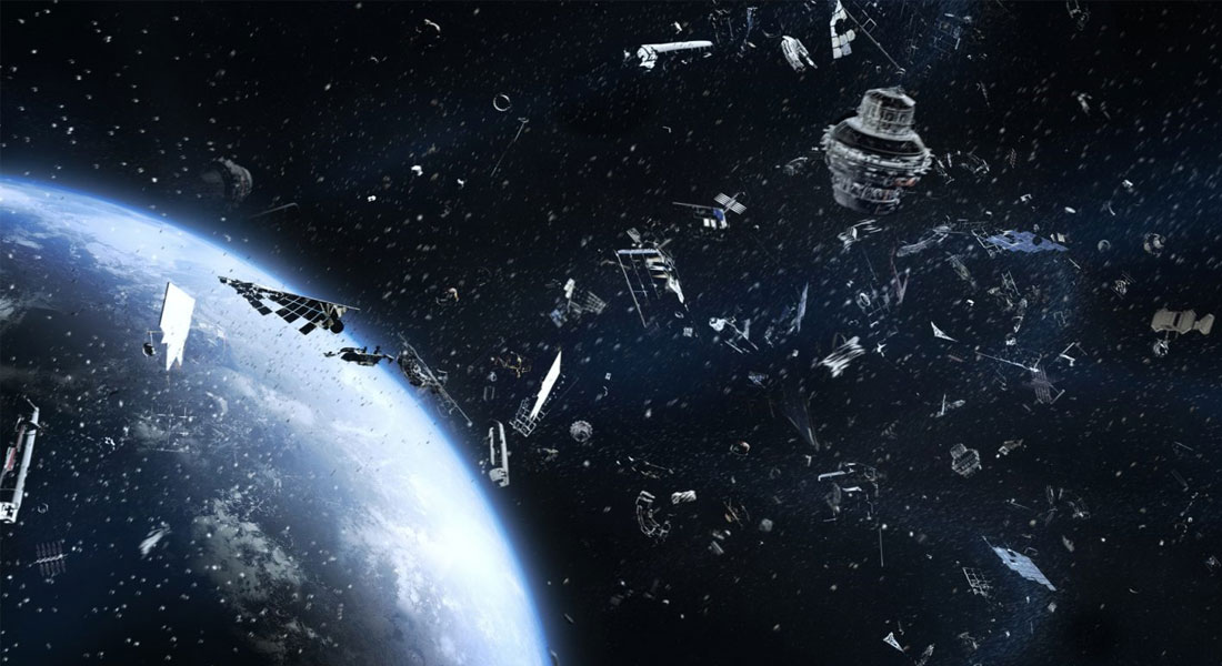 Artist's impression of debris from old spacecrafts and defunct satellites.