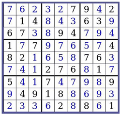 Udfyldt sudoku