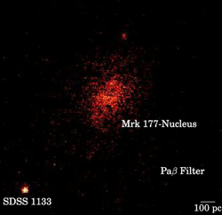 SDSS 1133 suger materiale fra galaksen Marakian 177