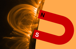 Solstorme visualiseret ved hesteskoformet magnet