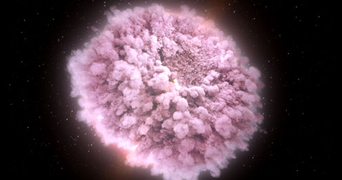 The radioactive sphere expanding as a result of neutron star collision