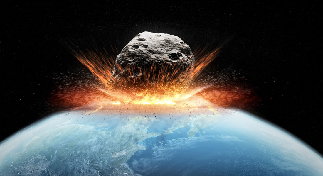 En kunstners skildring af en stor asteroide, der rammer Jorden. (Billedkredit: SCIEPRO/via Getty Images)