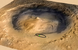 The crater, Gale, on Mars