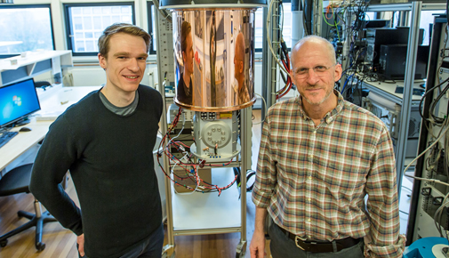 PhD Candidate Sven Albrecht and Professor Charles Marcus in quantum laboratory