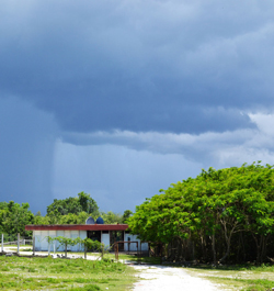 Convective precipitation observed over Cuba.