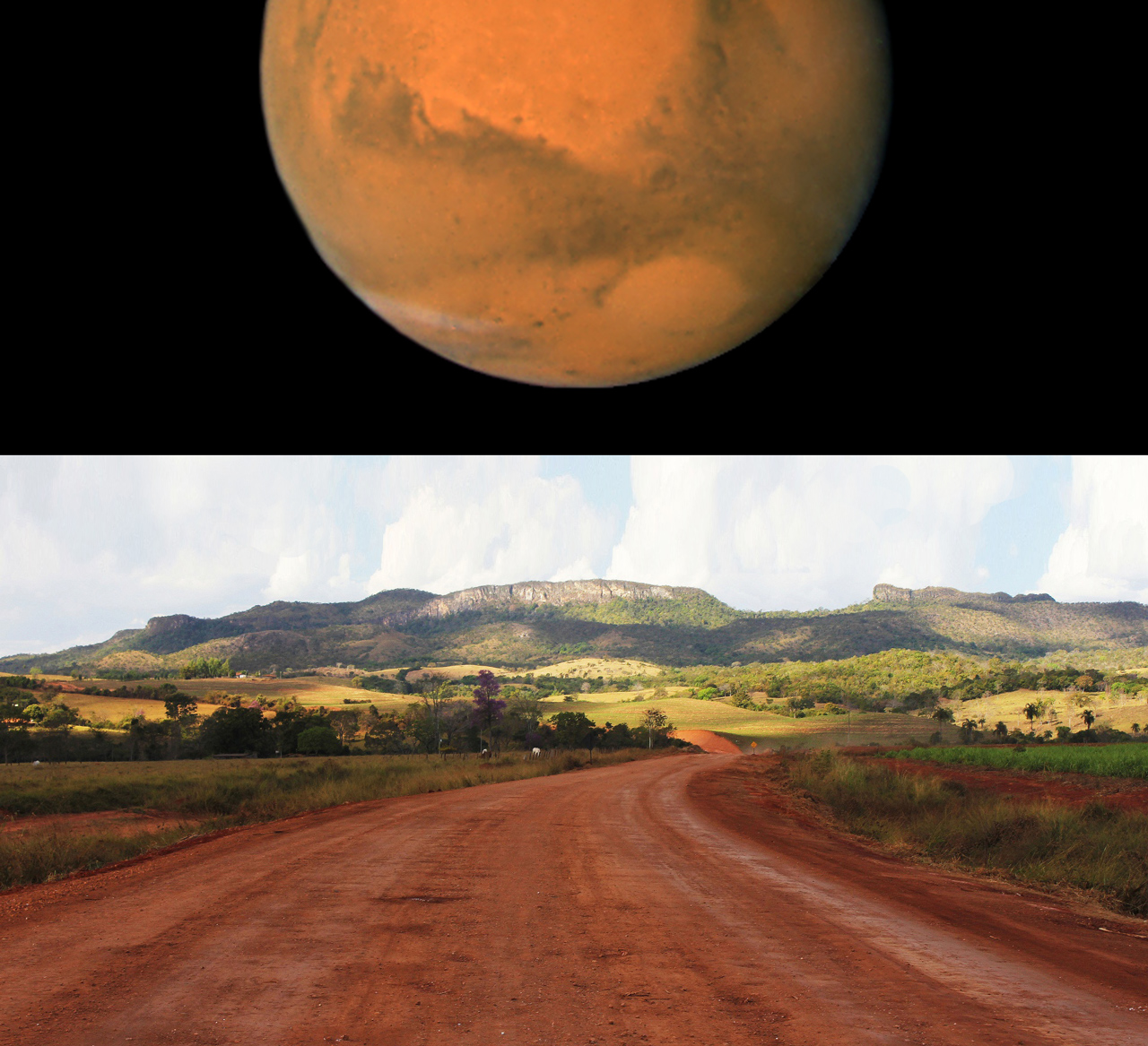 Mars compared with red road