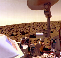 Billede taget fra overfladen på Mars i Viking-missionerne