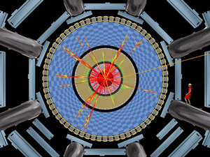 Måling af partikelkollision i en af CERNs detektorer