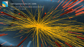 Visualisering af målinger ved proton-proton sammenstød i partikelaccelerator