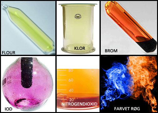 Forskellige gasser med forskellige farver