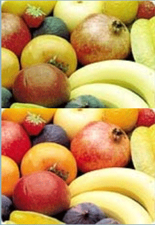 Frugter med forskellige slagslyskilder