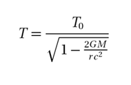 Formel for tidsforlængelse i et tyngdefelt 